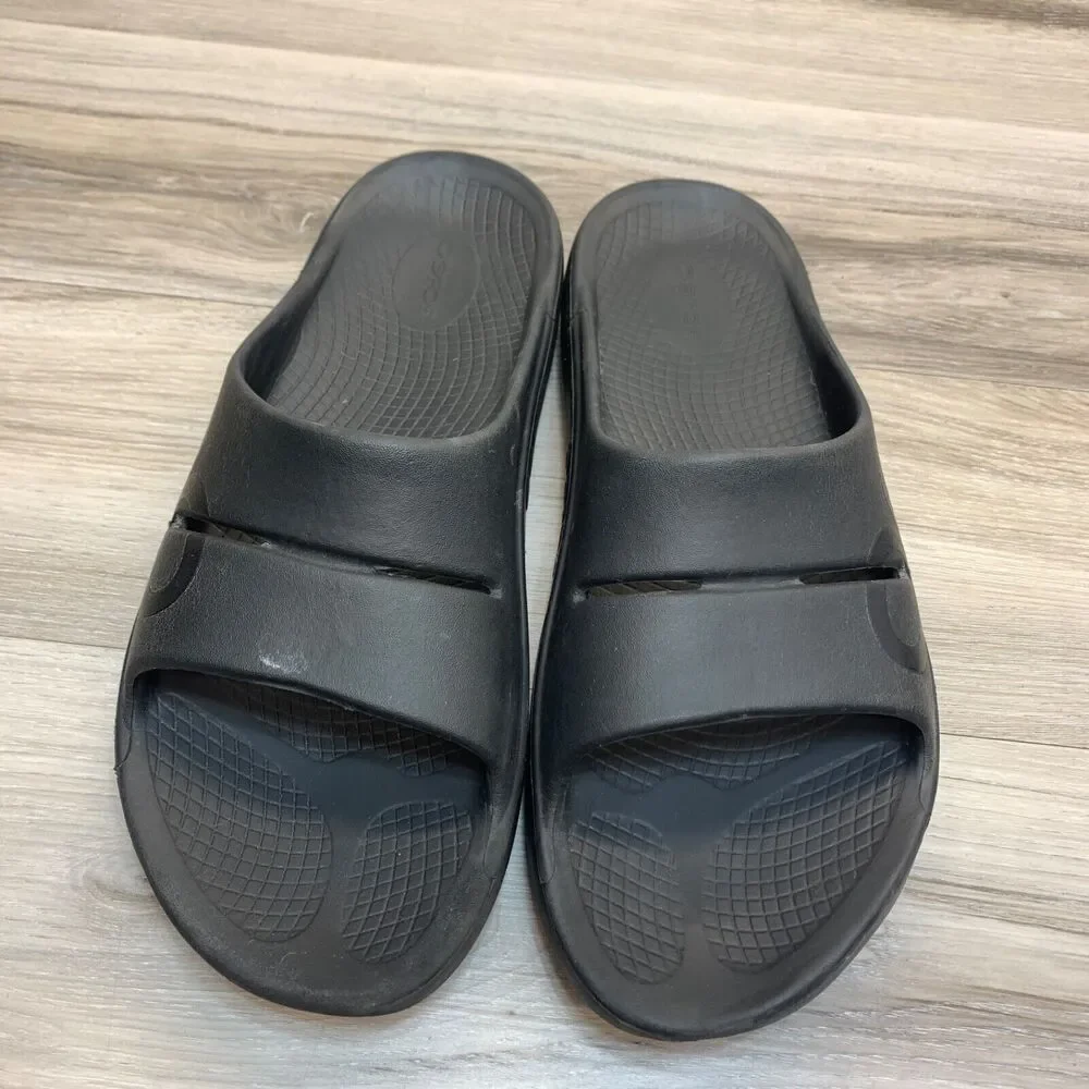 EUC OOFOS OOahh Recovery Sandals‎ Slide On Black Women's 13 Men's 11 EU 44